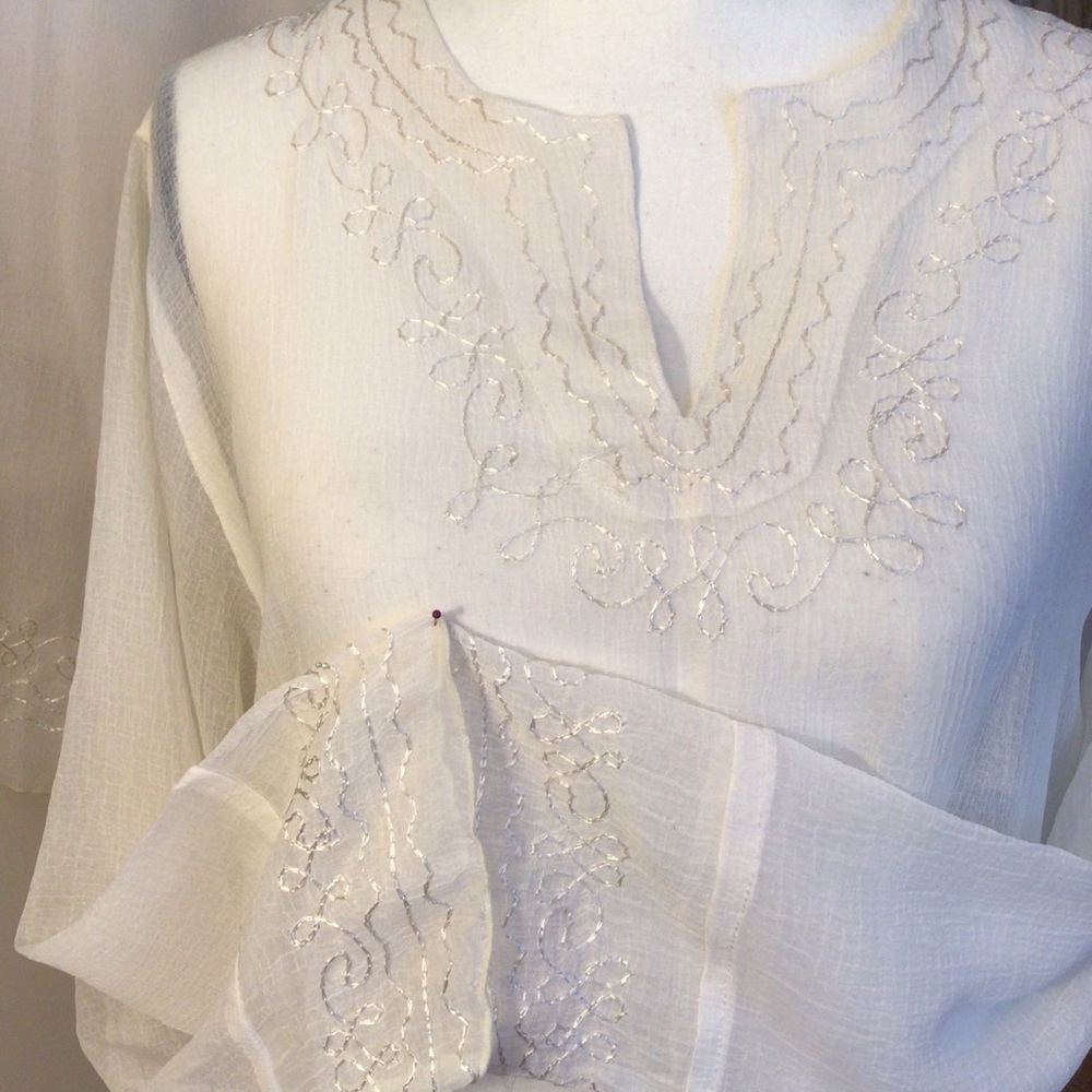 White blouse and palazzo pants